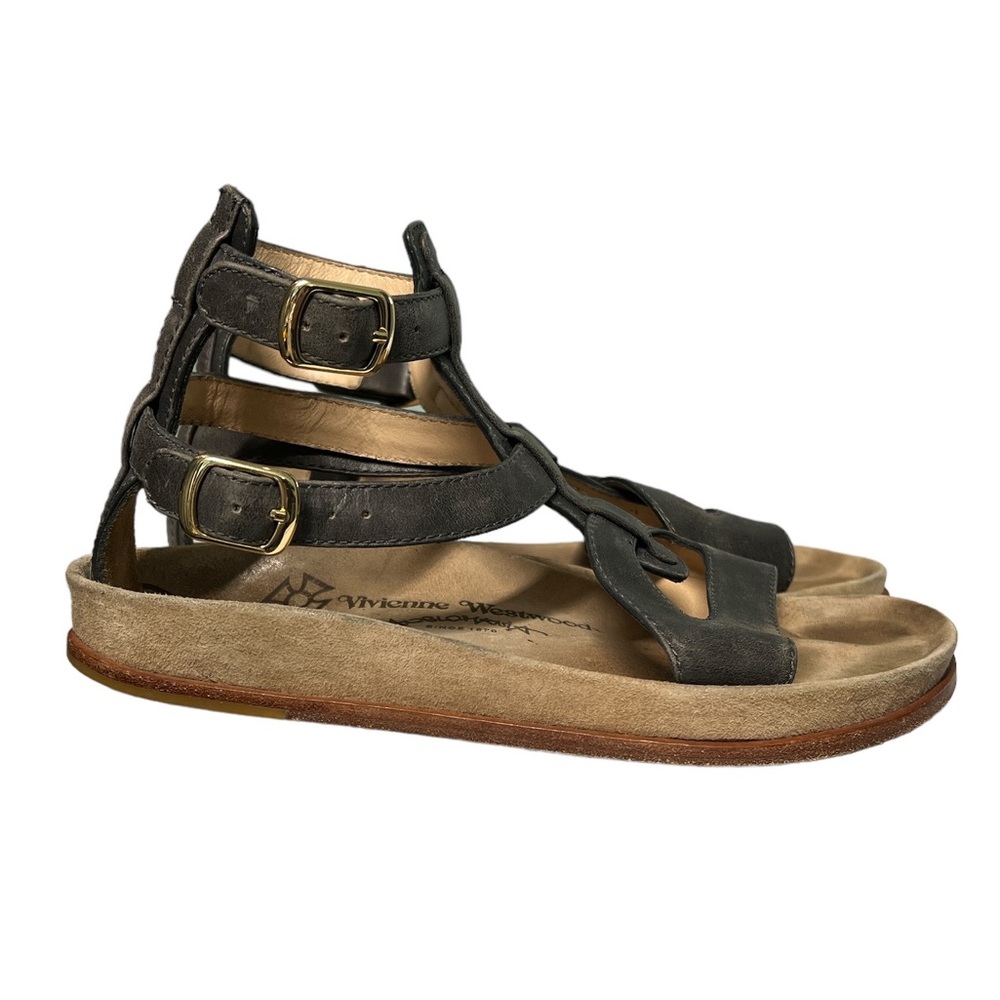 Vivienne Westwood Anglomania Cadwin Gray Leather Strappy Sandals